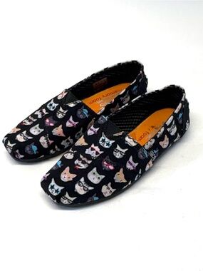 BOBS by Skechers Dapper Cats Canvas Slip-On Flats Size 5